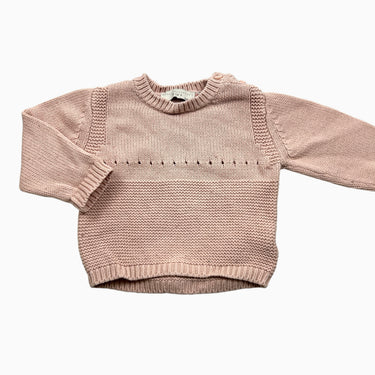 Pull rose 'lapin' en tricot coton-cachemire 6M