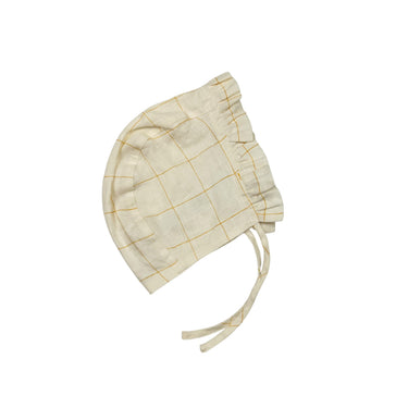 Chapeau crème carreauté 100% lin 12-24M