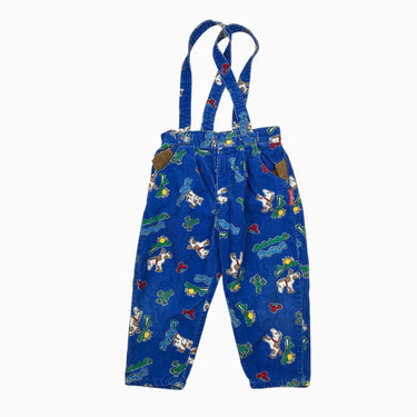 Pantalon à bretelle marine chevaux en corduroy faites aux Etats-Unis 4Y