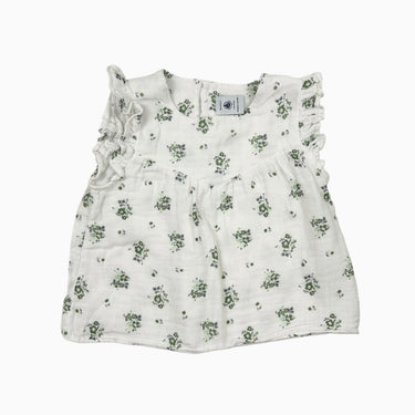 Blouse blanche fleurie en mousseline 12M