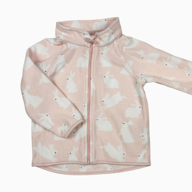 Veste rose lapins en polar 9-12M