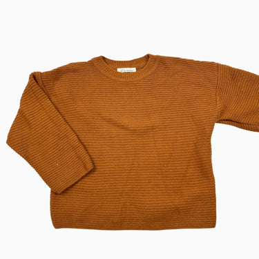 Pull caramel côtelé en laine et cachemire 4-5Y