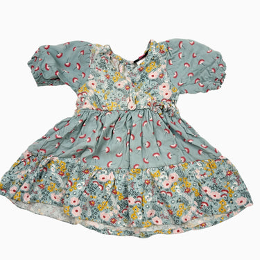 Robe bleue fleurie en rayonne 18M