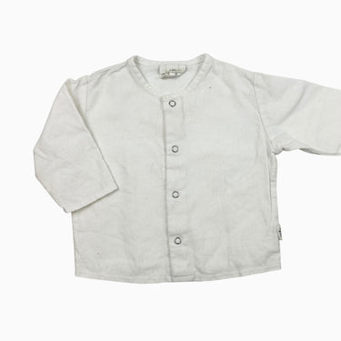 Chemise à col mao blanche en lin 3-6M