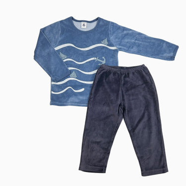 Pyjama bleu vagues en velours 5Y
