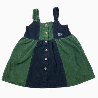 Robe marine et verte en corduroy 2-3Y