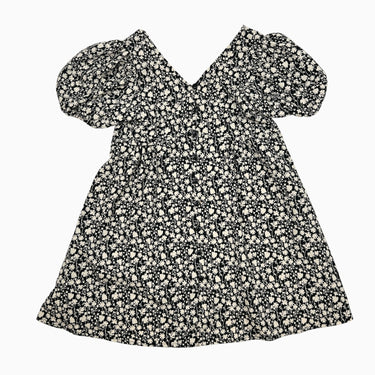 Robe noire fleurie en poly 6Y