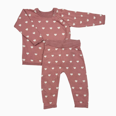 Ensemble rose coeurs 6-9M