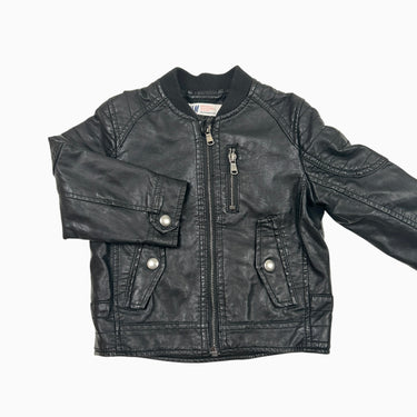 Veste en simili-cuir noire 1.5-2Y