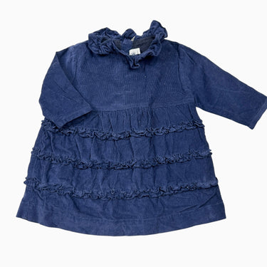 Robe marine en corduroy volants 12M