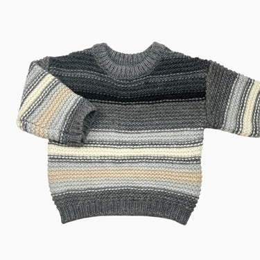 Pull gris à rayures en tricot 6-9M