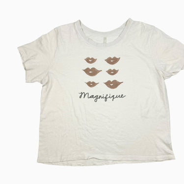 T-shirt blanc bouches pour femmes L