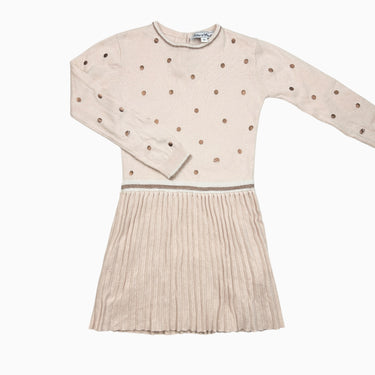 Robe rose à pois en tricot coton,viscose,laine,angora 6Y