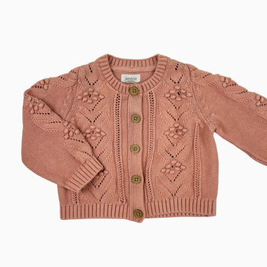 Cardigan rose en tricot 6-9M