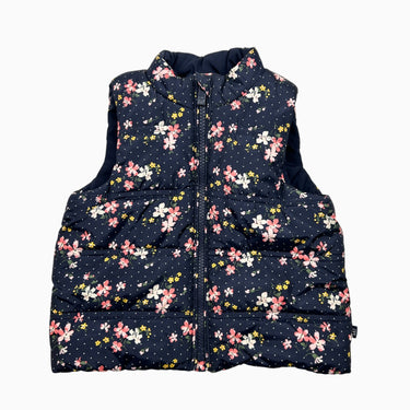 Manteau sans manche marine fleuri 18-24M
