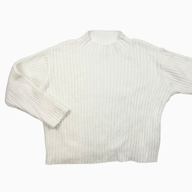 Pull blanc côtelé tricot 6-7Y