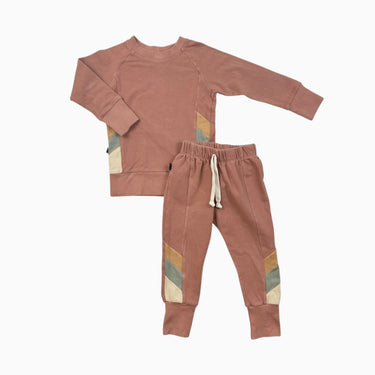 Ensemble vieux-rose avec bandes colorées 2Y