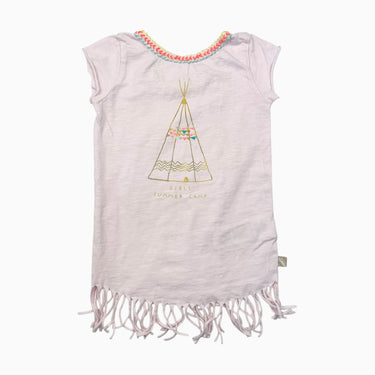 Robe en coton avec franges et avec broderie et imprimé 'Girls Summer Camp' 2Y