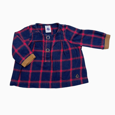 Blouse marine à carreaux rouges 3M
