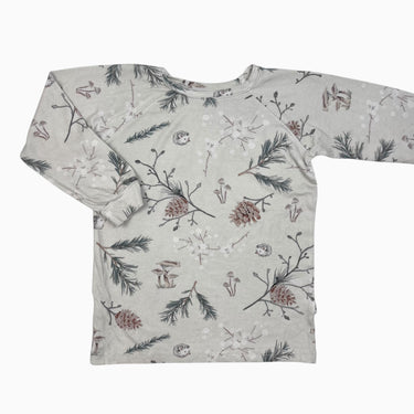 Chandail beige-sauge 'branches' en bambou et coton 5-7Y