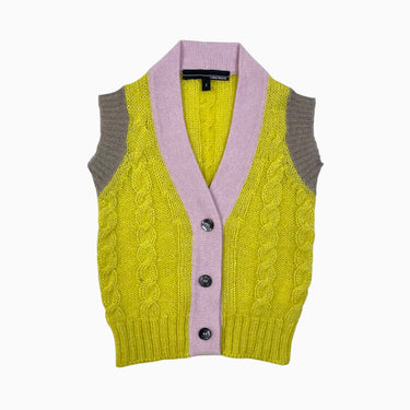 Pull sans manche pistache en tricot de laine mohair et soie 1Y