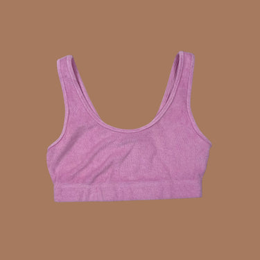 Camsiole cropped rose en ratine de coton pour femmes L