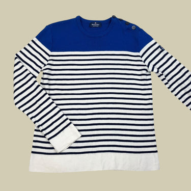 Chandail à rayures marines en laine mérino pour femmes M/L