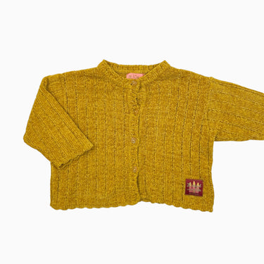 Cardigan ocre en velours 'chenille' 12M