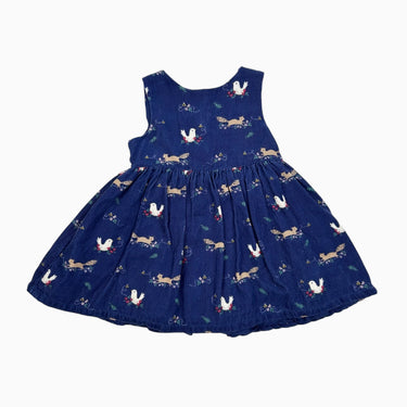 Robe marine 'animaux' en corduroy 9-12M