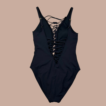 Maillot de bain noir avec noeud pour femmes 10US