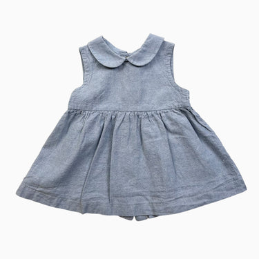 Robe bleue en lin et coton col claudine 12-18M