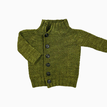 Cardigan vert en tricot fait main 3-12M