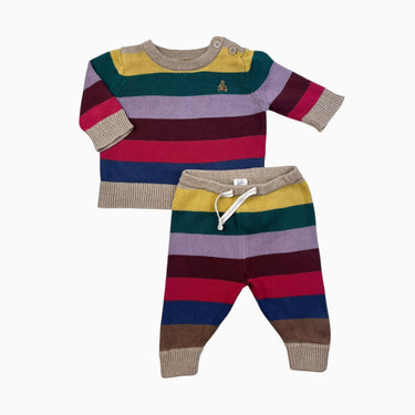 Ensemble à rayures colorées en tricot 0-3M