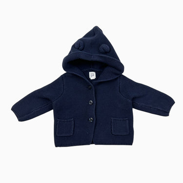 Veste à capcuhon marine en tricot 6-12M