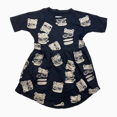 Robe noire 'oursons burger' 4Y