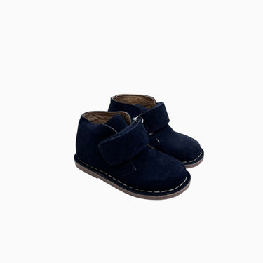Souliers marine à velcro en faux daim et cuir 24EU