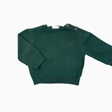 Pull vert 'sapins' en tricot de coton 6M