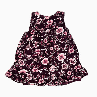 Robe fleurie en corduroy aubergine 12-18M