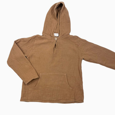 Chandail à capuchon ocre en mousseline de coton 8Y (fit 6-7Y)