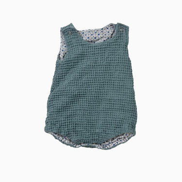 Barboteuse sauge en coton gaufré 3-9M