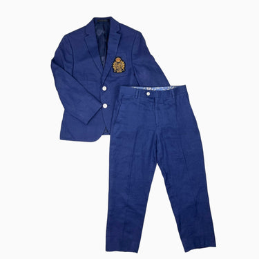 Ensemble blazer et pantalon marine en lin 8Y