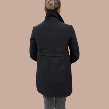 Manteau noir en laine, poly et viscose pour femmes 38EU