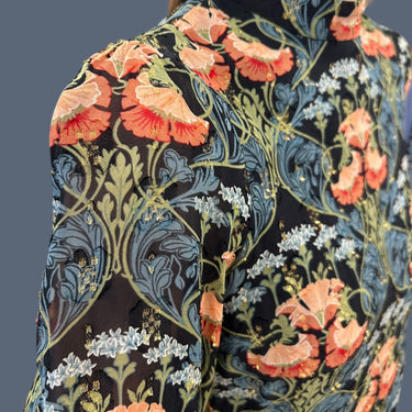 Blouse en viscose à imprimé floral et fil doré pour femmes EU32-US0