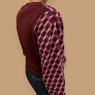 Pull damier tricot acyrlique,alpaca et laine pour femmes 40EU