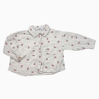 Blouse vanille fleurie en mousseline 12-18M