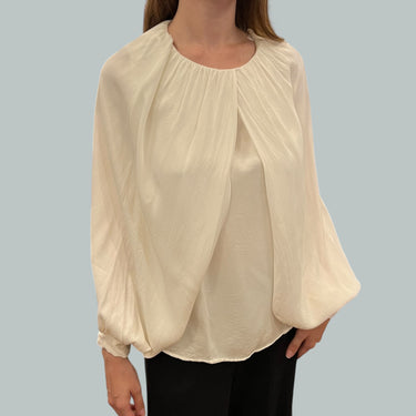 Camisole manches bouffantes blanches en viscose pour femmes S