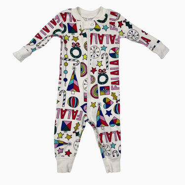 Pyjama crème en coton bio à imprimé 'FALALA' 3-6M