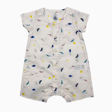 Combi short en coton 'poissons' 1M