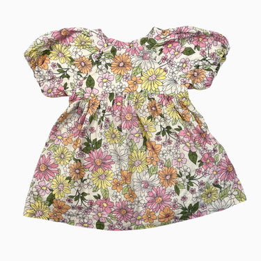 Robe en mousseline de coton doublé à imprimé floral rétro 12-18M