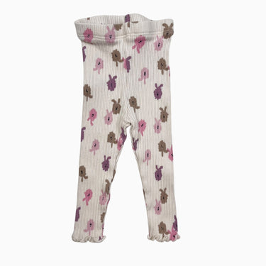 Legging vanille à imprimé lapins en coton cotelé 3-6M